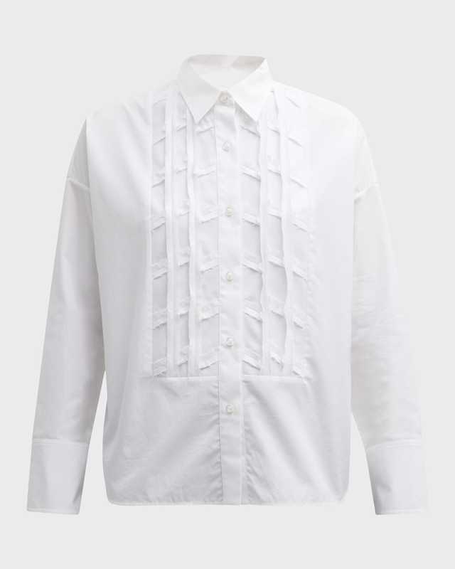 Soir Embellished Button-Down Cotton Shirt